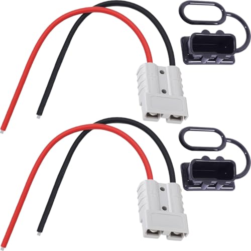 DAOKAI Gabelstapler Ladegerät Anschluss 50A 600V Akku Steckverbinder Schnellanschluss Stecker mit 10AWG 60cm Kabel für Autos,Anhängerwinde Stecker - 2pcs von DAOKAI
