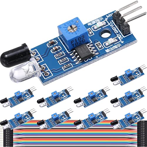 DAOKAI IR Infrarot Hindernis Vermeidung Sensor Modul,Abstand einstellbares 3 Draht Reflektierendes Fotoelektrisches Sensormodul für Smart Car Robot,mit Dupont-Kabel(10-teiliges) von DAOKAI