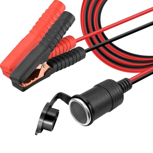 DAOKAI KFZ Zigarettenanzünder Kabel Alligator Clip Steckdose Adapter,Auto Batterieklemme 12V/24V Steckdose Adapter Staubdicht Wasserdicht 2m Verlängerungskabel 14AWG von DAOKAI
