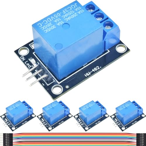 DAOKAI KY-019 EIN Kanal Relais Modul,5V Relaismodul Bord Schild High-Level-Triggereinzug mit Kabel für Arduino PIC AVR DSP ARM(5 Stück) von DAOKAI