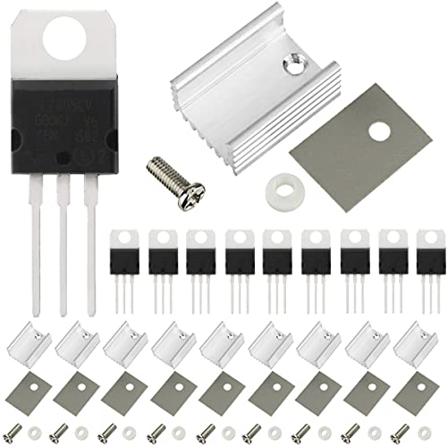 DAOKAI L7805 Spannungsregler Ausgang 5 V 1.5 A Integrierte Schaltkreise,10 STÜCKE 3PIN IC L7805CV Positiv Lineare Spannungsregler,Transistor Kit TO-220 mit Kühlkörper,Für Arduino von DAOKAI