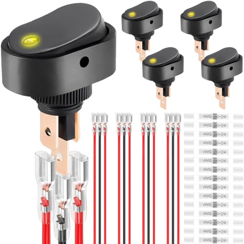DAOKAI LED Beleuchteter Wippschalter 12V 30A SPST 3 Pin ON Off Kippschalter beleuchtet Gelb Beleuchtet Oval Geformter Schalter für Automotive Truck RV - 5 Stk DAOKAI LED Beleuchteter Wippschalter 12V 30A SPST 3 Pin ON Off Kippschalter beleuchtet Gelb Beleuchtet Oval Geformter Schalter für Automotive Truck RV - 5 Stk von DAOKAI