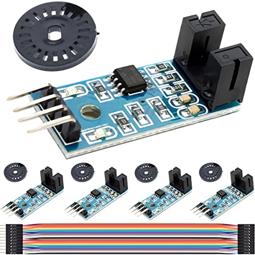 DAOKAI LM393 Motor Komparator,Geschwindigkeitssensor Modul Slot Typ IR Optokoppler Messkomparator 3.3V-5V,für Arduino MCU mit Dupont-Kabel(5 STÜCKE) von DAOKAI