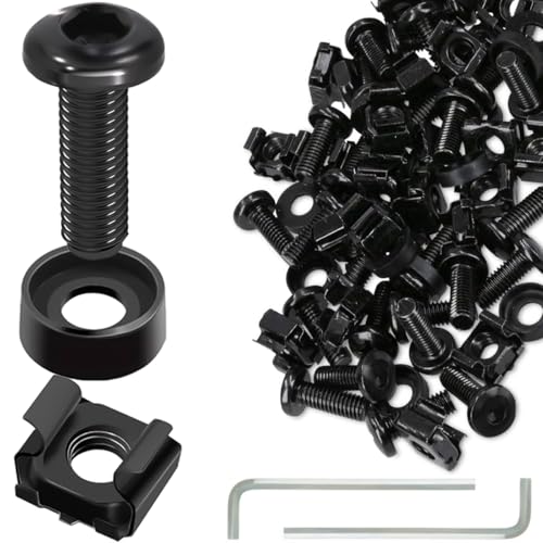 DAOKAI M6 Käfigmuttern,Innensechskant Schrauben und Unterlegscheiben Satz M6x20mm Quadratische Einsteck Muttern Schwarze für Netzwerkschränke,Serverschränke,Gehäusen,Schrank DAOKAI M6 Käfigmuttern,Innensechskant Schrauben und Unterlegscheiben Satz M6x20mm Quadratische Einsteck Muttern Schwarze für Netzwerkschränke,Serverschränke,Gehäusen,Schrank von DAOKAI