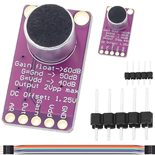 DAOKAI Max9814 Mikrofon Amplifier AGC Modul Auto Gain Control Board 2.7V - 5.5V 40dB/50dB/60dB Verstärkungseinstellung MIC Low Noise Vorverstärker, für Arduino (2 Stück) von DAOKAI