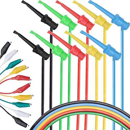 DAOKAI Minigrabber zu Minigrabber Testkabel Dual-IC-Testhaken,5 Stück Prüfhaken Multimeter Messleitungen Kit 5 Farb für elektronische Tests mit 5 Stück Farbige Krokodilklemme von DAOKAI
