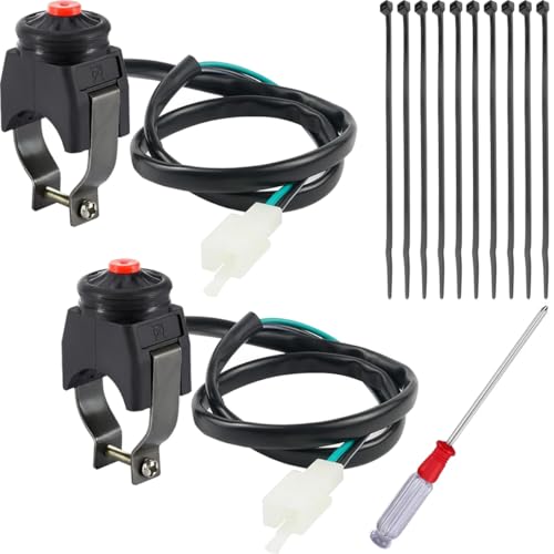 DAOKAI Motorrad Killswitch 7/8 zoll 22mm Startknopf Startschalter Hupenknopf Lenker Motorrad Schalter 12V EIN/AUS Lenker Taster Lenkerschalter für Motorrad ATV Dirt Bike - 2STK von DAOKAI