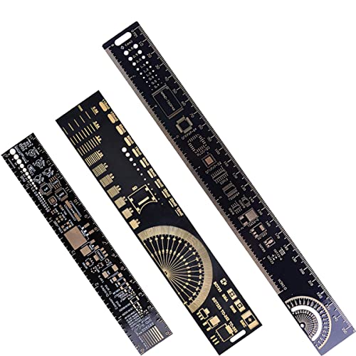 DAOKAI Multifunktionales PCB Lineal 15/20/25 cm(5,9/7,8/9,8 in) Messwerkzeug 3 Größen Widerstandskondensator Chip IC Messwerkzeug für Elektroniker PCB-Lineal-Kit(3 STÜCKE) von DAOKAI