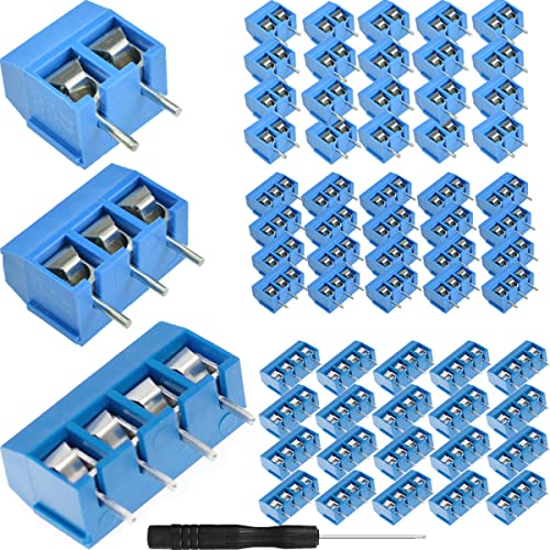 DAOKAI PCB Mount Screw Terminal Block, 5mm 2 Pin / 3 Pin / 4Pin Schraubklemme Steckverbinder,Lötbare Schraubklemme,mit Kreuzschlitzschraubendreher,für Arduino(60 Stücke) von DAOKAI