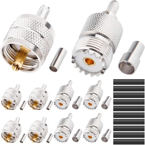 DAOKAI PL-259 UHF Männlicher Steckverbinder Crimp-Koax-Adapter RF-Stecker + SO-239 UHF-Buchse Crimp-Koaxialstecker für RG58 LMR195 RG142 RG400 Low Loss - 5Satz DAOKAI PL-259 UHF Männlicher Steckverbinder Crimp-Koax-Adapter RF-Stecker + SO-239 UHF-Buchse Crimp-Koaxialstecker für RG58 LMR195 RG142 RG400 Low Loss - 5Satz von DAOKAI
