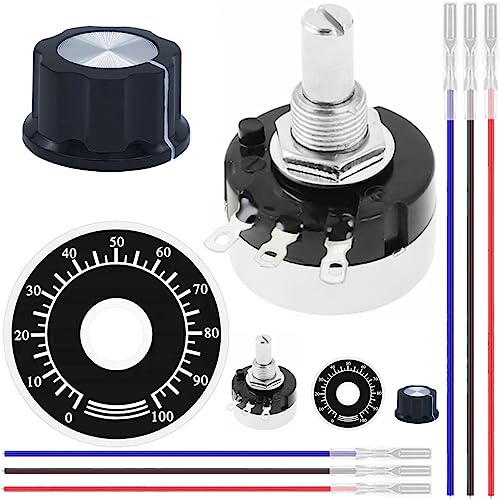 DAOKAI RV24YN20S B502 5K ohm Potentiometer Single Turn Carbon Film Drehpotentiometer – 2er-Pack mit Drehknöpfen, genaue Messung, für die Drehzahlregelung des Wechselrichters von DAOKAI