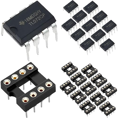 DAOKAI TL072CP DIP-8 Operationsverstärker Verzögerungs-Operationsverstärker Dualer Operationsverstärker DIP TL072CN TL072 rauscharme IC-Chips mit rundem DIP-8 IC-Sockel, 12er-Pack von DAOKAI