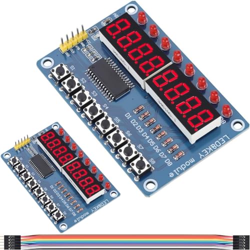 DAOKAI TM1638 LED Digitales Anzeigemodul 8-Bit 8-Tasten-Display-Modul Tastenempfindliche Anzeige für Arduino AVR ARM mit Dupont Kabel - 2 Stück DAOKAI TM1638 LED Digitales Anzeigemodul 8-Bit 8-Tasten-Display-Modul Tastenempfindliche Anzeige für Arduino AVR ARM mit Dupont Kabel - 2 Stück von DAOKAI
