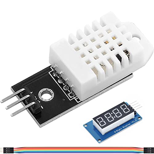 DAOKAI Temperatur und Luftfeuchtigkeitssensor Modul Digitales Temperature Humidity Sensor 3.3V-5V mit 4-stelliges digitales Röhrenanzeigemodul,Dupont-Kabel,für Arduino von DAOKAI