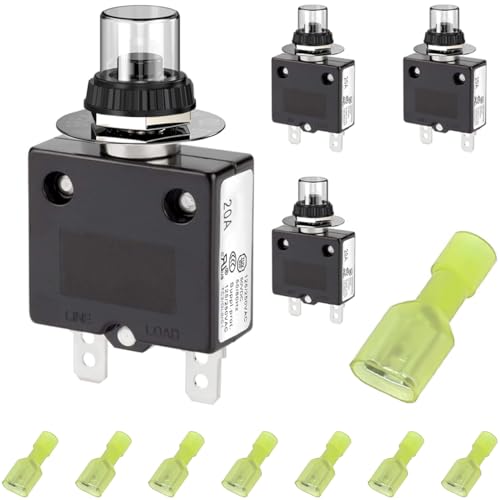 DAOKAI Thermischer Schutzschalter 20A 125-250V AC 50V DC Leistungsschalter Druckknopf Überstrom Überlastschutz mit manueller Rückstellung - 4 Stk DAOKAI Thermischer Schutzschalter 20A 125-250V AC 50V DC Leistungsschalter Druckknopf Überstrom Überlastschutz mit manueller Rückstellung - 4 Stk von DAOKAI