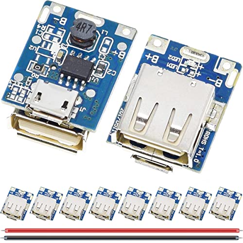 DAOKAI USB Ladeschutz Bord, Step Up Converter Energieversorgungs Modul, Power Bank Modul Laderegler Led-anzeige Voltage Konverter 134N3P (10 Stück) von DAOKAI