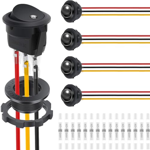 DAOKAI Wippschalter 12V DC 20A SPST Rund Kippschalter Mit Draht 3-polig, 2 Positionen 20 mm Weiß LED Farbe Ein Aus Schalter mit Selbsthemmung für Auto, Boot - 5 Stück DAOKAI Wippschalter 12V DC 20A SPST Rund Kippschalter Mit Draht 3-polig, 2 Positionen 20 mm Weiß LED Farbe Ein Aus Schalter mit Selbsthemmung für Auto, Boot - 5 Stück von DAOKAI