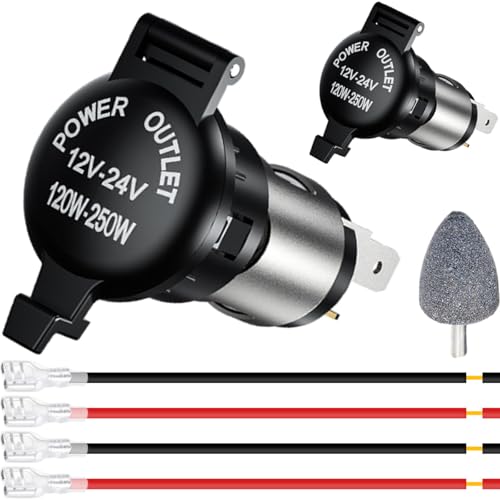 DAOKAI Zigarettenanzünder,DC 12V 120W Wasserdicht Marine Grade Steckdose,Auto-Steckdose Ersatz,mit Anschlusskabe für Auto LKWs Motorräder - 2stk DAOKAI Zigarettenanzünder,DC 12V 120W Wasserdicht Marine Grade Steckdose,Auto-Steckdose Ersatz,mit Anschlusskabe für Auto LKWs Motorräder - 2stk von DAOKAI