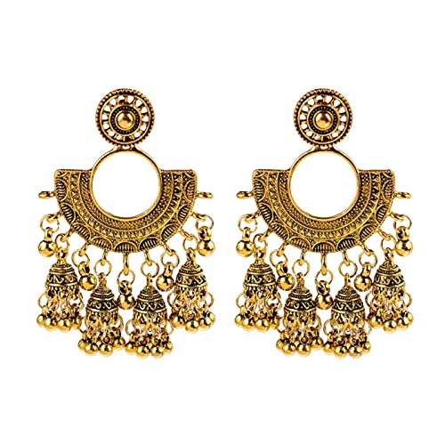 DAOMEI Vintage Silber Farbe Sektor Indische Ohrringe Für Frauen Ethnische Quaste Jhumka Ohrringe Klassische Statement-Ohrringe von DAOMEI