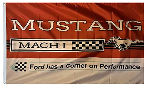 Daoops of mustang mach 1 Flagge, 90 x 150 cm, Ford, für den Innen- und Außenbereich, Dekoration mit zwei Messingösen von DAOOPS