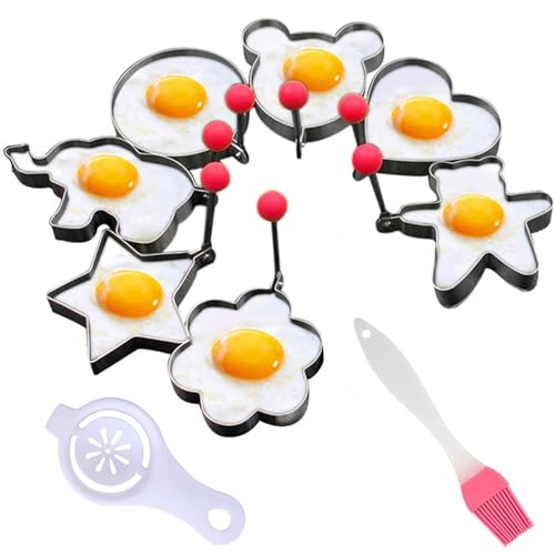 7 Stück Spiegeleiform,Omelett Mold,Spiegeleierformen für die pfanne,Pancake Form,mit Griff für Omeletts, Mini Pfannkuchen von DAOOZHU