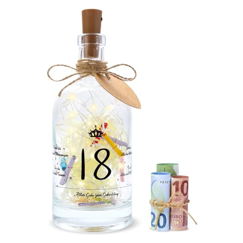 DAOUZL 18. Geburtstag Mädchen LED Flaschenlicht Mit Spruch - Personalisiertes Geschenk für Frauen, Mädchen, Junge von DAOUZL