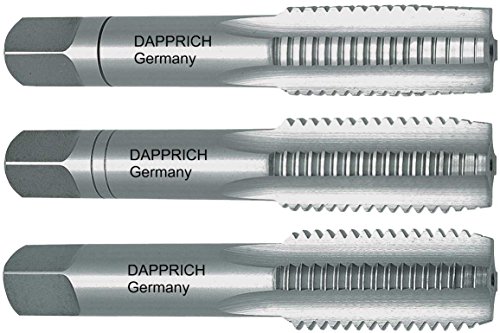 3-teilige Sätze Präzisions Handgewindebohrer HSSG, DIN 352, RH, British Standard Whitworth BSW nach DIN 11: 7/32" x 24 Gang, Durchmesser = 5,556 mm von DAPPRICH