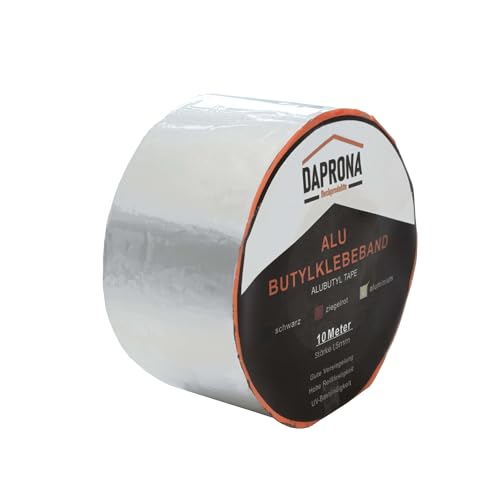 DAPRONA Butylband, Panzertape 10m x 75mm, 1 Stück Alu Dichtungsband Alu, Reparaturband, Dichtband Fenster Dachrinne, wasserfest, hitzebeständig von DAPRONA