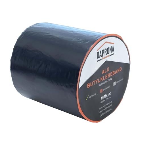 DAPRONA Butylband, Panzertape 10m x 150mm, 1 Stück Schwarz Dichtungsband Alu, Reparaturband, Dichtband Fenster Dachrinne, wasserfest, hitzebeständig von DAPRONA