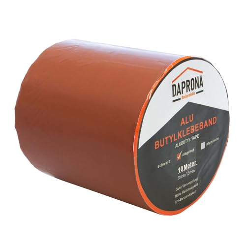 DAPRONA Butylband, Panzertape 10m x 150mm, 1 Stück Ziegelrot Dichtungsband Alu, Reparaturband, Dichtband Fenster Dachrinne, wasserfest, hitzebeständig von DAPRONA