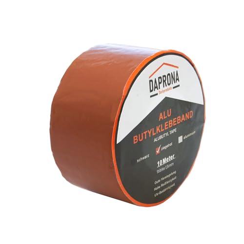 DAPRONA Butylband, Panzertape 10m x 75mm, 4 Stück Ziegelrot Dichtungsband Alu, Reparaturband, Dichtband Fenster Dachrinne, wasserfest, hitzebeständig von DAPRONA