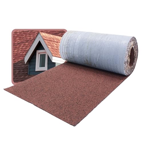 DAPRONA Dachschindeln selbstklebend, Firstabdeckung Rot 5m x 32cm Bitumenschindeln für Gartenhaus, Carport, Flächendeckung 1,6m² von DAPRONA