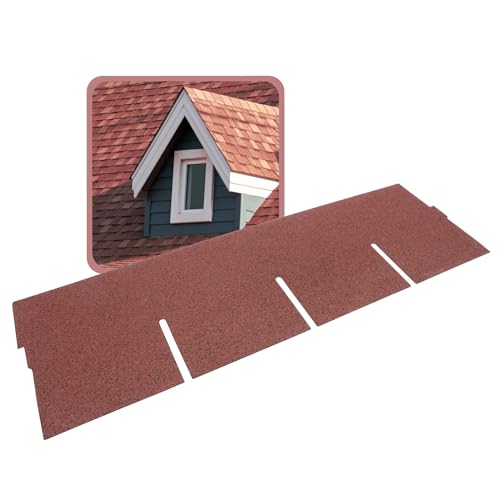 DAPRONA Dachschindeln Rechteck 1m x 32cm, 20 Stück Rot Bitumenschindeln für Gartenhaus, Carport von DAPRONA