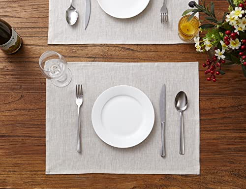 DAPU Tischsets Leinen, 6-er Set 100% reines Leinen 30x46 cm Abwaschbare Platzsets mit Öko-Tex 100 Standard, Weiche Atmungsaktive Platzdeckchen, Beige/Naturleinen DAPU Tischsets Leinen, 6-er Set 100% reines Leinen 30x46 cm Abwaschbare Platzsets mit Öko-Tex 100 Standard, Weiche Atmungsaktive Platzdeckchen, Beige/Naturleinen von DAPU