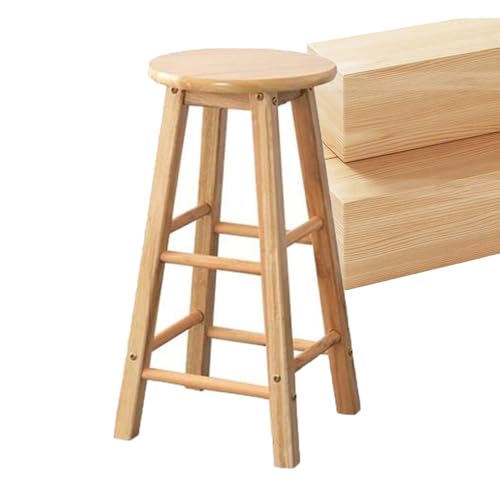 DAQXYH 50 60 70 80cm Hohe Barhocker Aus Holz, Runder Holzhocker Esszimmerstühle Mit Fußstütze, Natürliche Holz Barhocker Für Esszimmer, Wohnzimmer, Küche(70cm/28inch) von DAQXYH