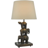 Alina Elephant Good Luck Tischlampe Antik Bronze mit Schirm von DAR LIGHTING