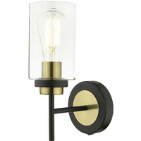 Dar Lighting - Dar Abel Wandleuchte in Satinschwarz und Gold mit Glasschirmen von DAR LIGHTING