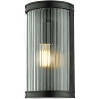 Dar Lighting - Anund Außenwandleuchte Mattschwarzes geriffeltes Glas IP44 von DAR LIGHTING