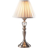 Dar Lighting - Beau Touch Tischleuchte Satin Chrome komplett mit Schirm von DAR LIGHTING