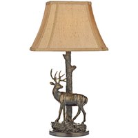 Dar Lighting - dar gulliver - Deer Tischlampe aus gealtertem Messing mit rundem, sich verjüngendem Schirm von DAR LIGHTING