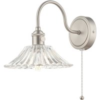 Dar hadano - Wandleuchte Antik Chrom Mit klarem ausgestelltem Glasschirm, 1x E14 von DAR LIGHTING