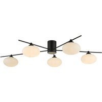 Dar jasper - Semi Flush Deckenleuchte Licht Deckenleuchte Mattschwarzes Opalglas, 5x G9 von DAR LIGHTING