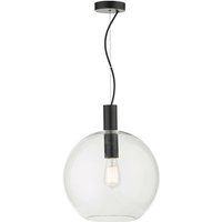 Dar Lighting - dar zula - Dome Single Pendelleuchte Schwarz Klarglas, 1x E27 von DAR LIGHTING