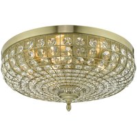 Dar Lighting - dar asmara - Flush Deckenleuchte Antik Messing Kristall, 5x E14 von DAR LIGHTING