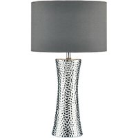 Dar bokara - Tischlampe Silber mit rundem Trommelschirm von DAR LIGHTING