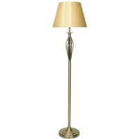 Dar Lighting - dar bybliss - Stehlampe Antik Messing komplett mit Gold Round Tapered Shade von DAR LIGHTING