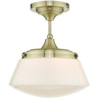 Dar caden - Schüssel Semi Flush Deckenleuchte Licht Antik Messing Opal Glas IP44 von DAR LIGHTING