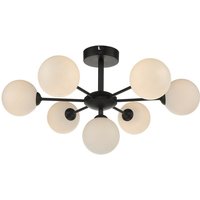 Dar cohen - Semi Flush Deckenleuchte Light Matt Schwarz Opalglas, 7x G9 von DAR LIGHTING