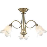 Dar doublet - Semi Flush Deckenleuchte Light Antikes Messing komplett mit Alabasterglas, 3x E14 von DAR LIGHTING