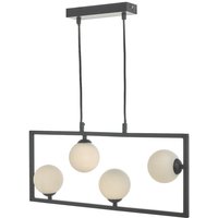 Dar ensio - Pendelleuchte Matt Schwarz & Opalglas, 4x G9 von DAR LIGHTING